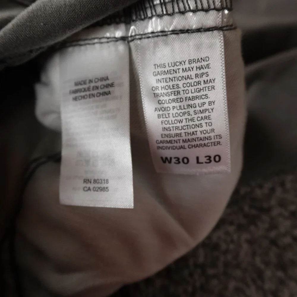 NEW Lucky Brand Jeans Mens‎ 30X30 Gray Denim Pants 223 Straight Stretch Preppy